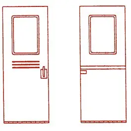 061 Series Passenger Car Doors w/Pushbar; pkg(2) -- Oblong Windows