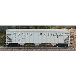100-Ton 3-Bay Open Hopper Assembled -- Western Maryland #63789 (gray, black, speed line name)