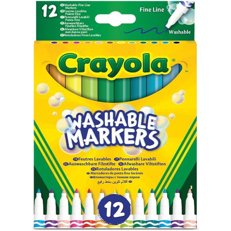 12 Washable Markers Fine Line Tip