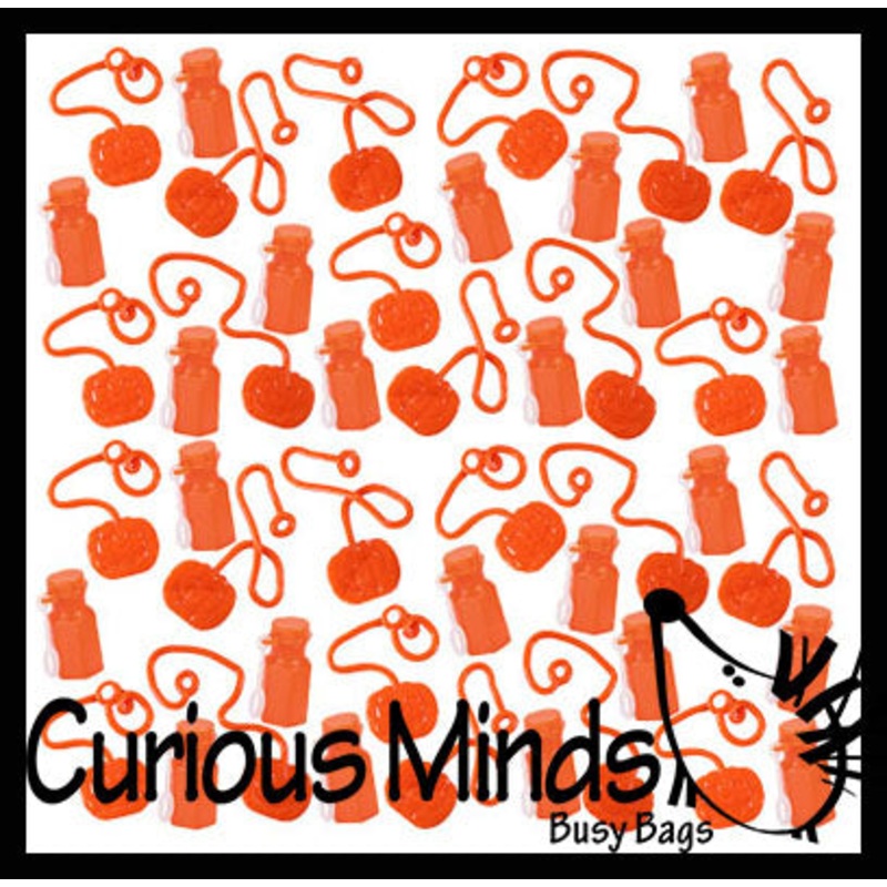 120 Pumpkin Set - Sticky Pumpkins and Orange Halloween Bubble Bottles - Mini Bubbles for Trick or Treat - Party Favors