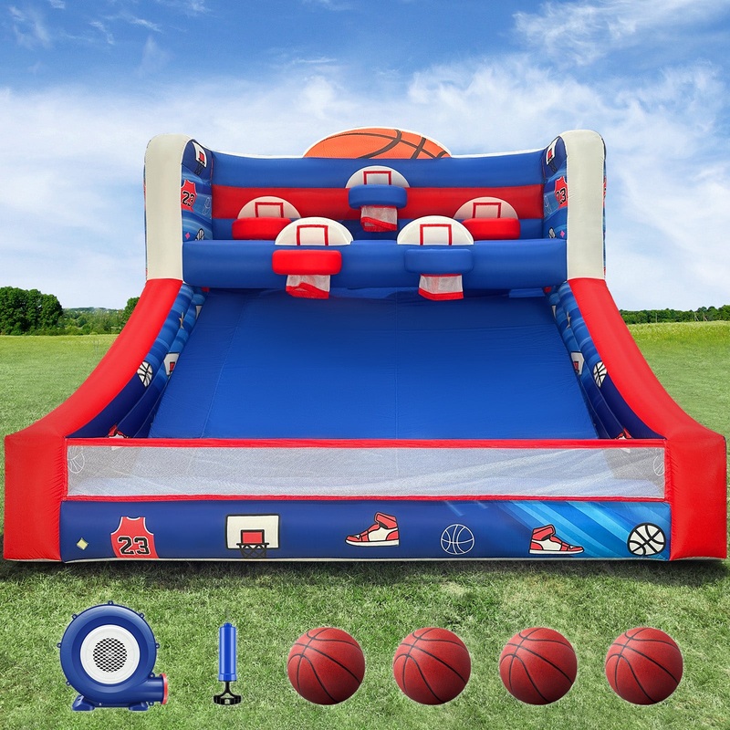13Ft Inflatable Basketball Hoop Set with Balls & Blower - Classic Blue