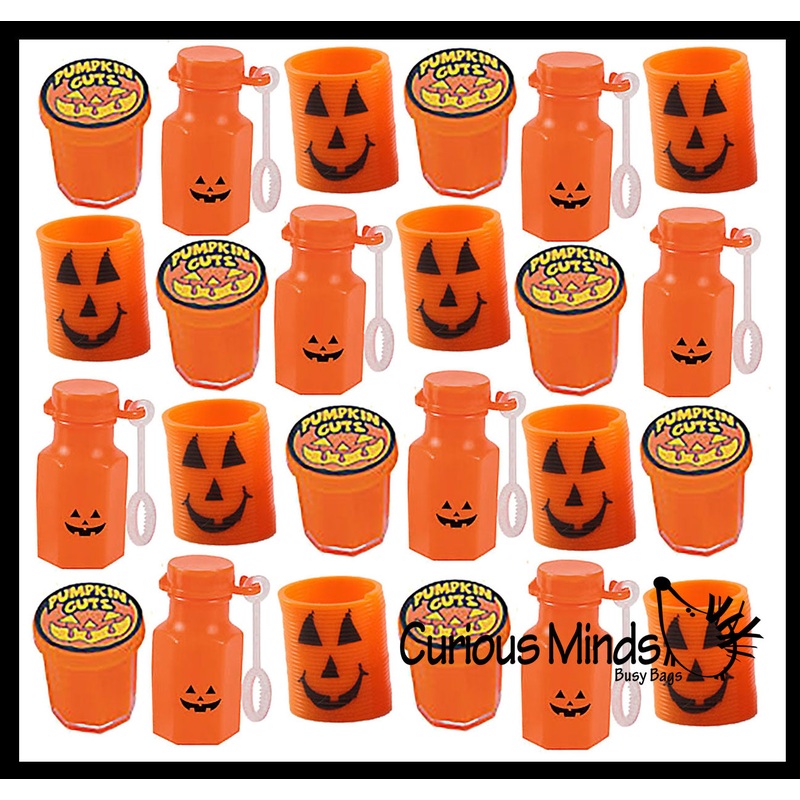 144 Piece Pumpkin Slime/Putty/Bubbles Small Toy Set - Pumpkin Guts Putty, Jack O Lantern Pumpkin Spring Coil - Trick or Treat (12 Dozen)