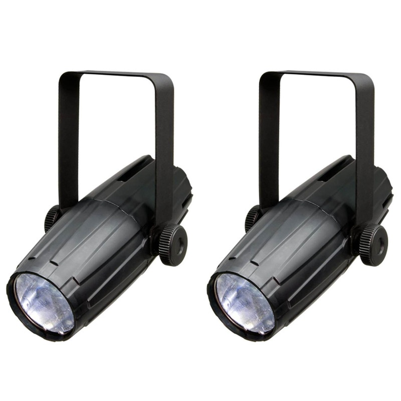 (2) CHAUVET LED PINSPOT 2 High-Power 3W DJ Mirror Ball Spotlights w/RGB Gels