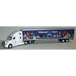 2018 Freightliner Sleeper Cab Tractor w/53' Dry Van Trailer - Assembled -- Walmart (white Tractor, Heart Scheme Full-Color Trailer)