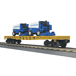 50' Flatcar w/2 Zambonis Load - 3-Rail - Ready to Run - RailKing(R) -- Pittsburgh & Lake Erie #42313 (yellow, black)