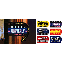 Animated Multi-Graphic Vertical Neon Sign Kit w/6 Overlays -- Fan Series #2 - Left - Large