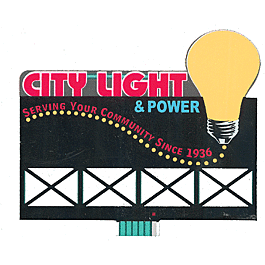 City Light & Power Animated Neon Billboard -- 3-3/4 x 2-7/8"9.5 x 7.3cm