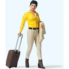 Contemporary Woman Traveler with Suitcase