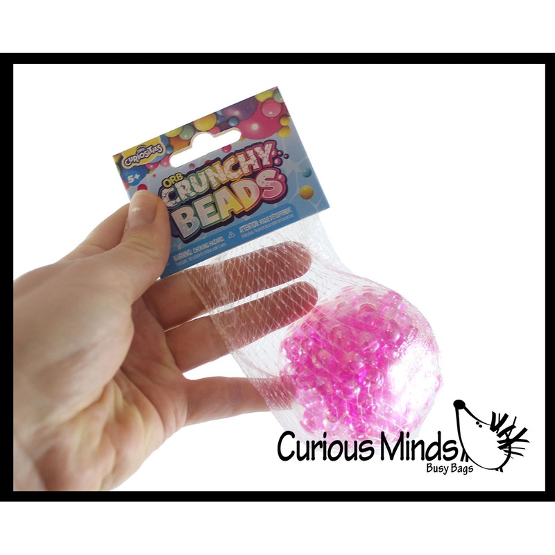 Crunchy Bead Sensory Ball - Fidget Toy Clear Skin with Hard Plastic Beads