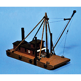 Derrick/Spud Barge w/Timber Stiff Leg Derrick -- 5-3/4 Long x 2-1/8" Wide
