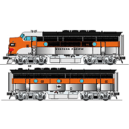 Diesel EMD F3 Phase 2a Powered A-B & Dummy B Set w/LokSound -- Western Pacific #801A/801B/801C (California Zephyr)