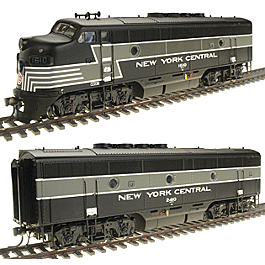 Diesel EMD F3 Phase 2a Powered A-B Set w/LokSound -- New York Central #1610/2410 (Lightning Stripe)
