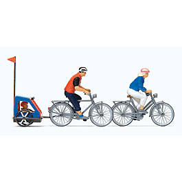 Family on Bicycle Trip -- 2 Riders w/Bikes & Baby Trailer