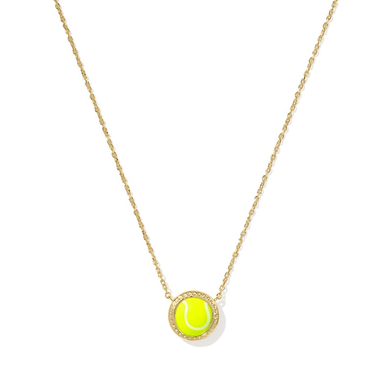 Kendra Scott Tennis Gold Short Pendant Necklace in Chartreuse Magnesite