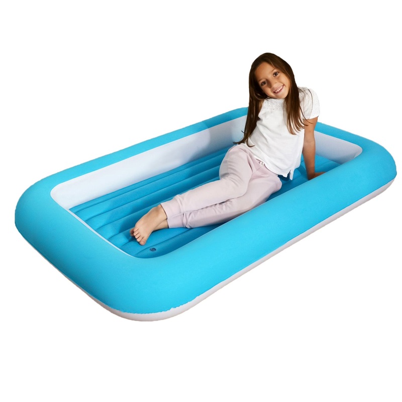 Kids Single Blow Up Air Bed Blue