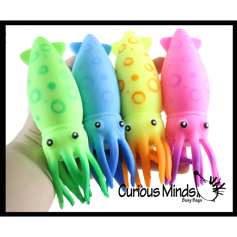 Large Squid Soft Fluff Doh - Filled Squeeze Stress Balls - Sensory, Stress, Fidget Toy Super Soft