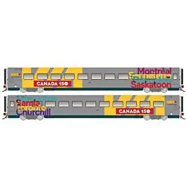 LRC Coach - Ready to Run - Super Continental Line(TM) -- VIA Rail Canada 3350 (Canada 150, gray, yellow, red)