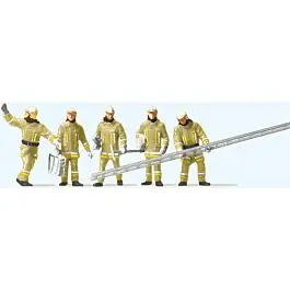 Modern Firemen Arriving at Scene with Accessories -- Beige Uniforms pkg(5)