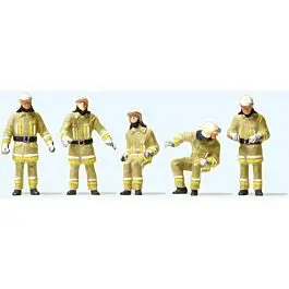 Modern Firemen Fire Truck Team -- Beige Uniforms pkg(5)
