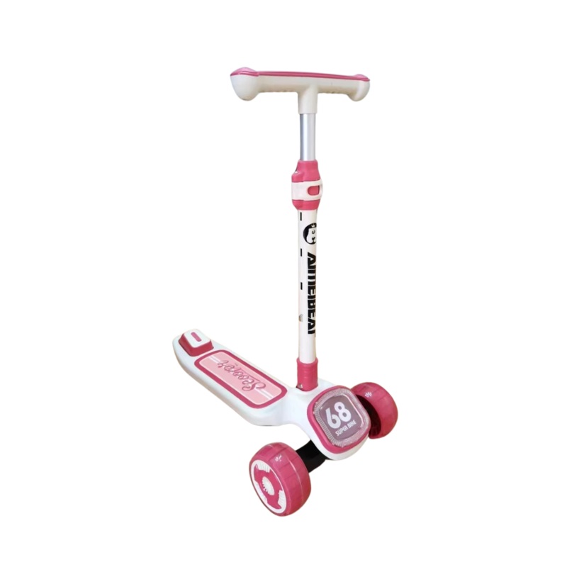 (Net) Adjustable Height Flashing LED 3 Wheel Scooter