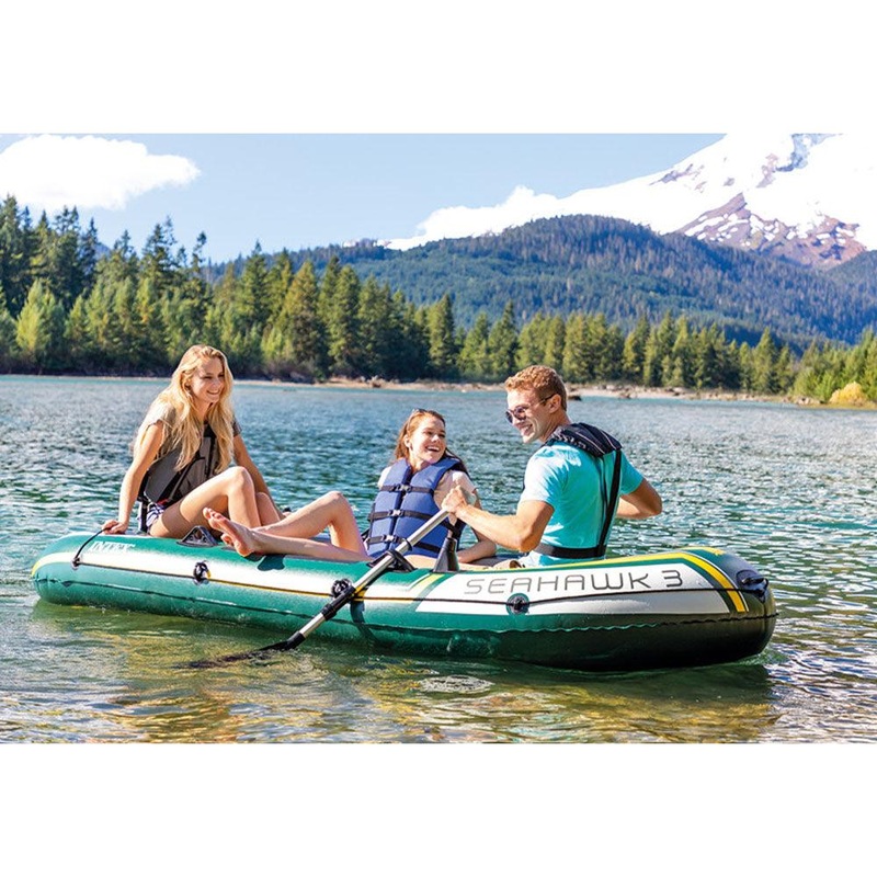(NET)Intex Inflatable Boat Seahawk 3 Set