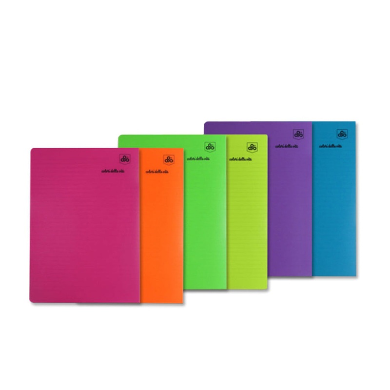 (NET) OPP Colori Della Vita Fluo Stitched Copybook - 48 sheets - 2 Line / 21 x 29.7 cm Yellow Neon