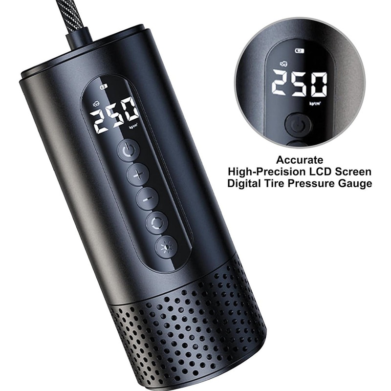 (NET) Portable Air Compressor Car Tyre Inflator with Pressure Gauge , Electric Bike Pump for Cars
