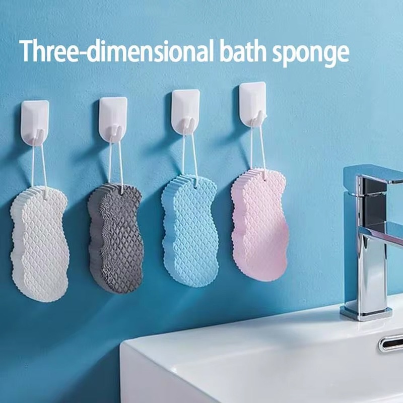 (NET) White Ultra Soft Bath Body Shower Sponge Pink