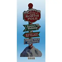 North Pole Christmas Animated Neon Sign -- Large for HO and O Scales: 2-1/4 x 5-1/2"5.7 x 14cm