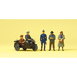Pedestrians -- Pedestrians, Passengers & Motorcycle w/Sidecar