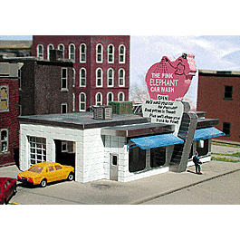 Pink Elephant Car Wash - 1950s Era w/Decals & Painting Tips -- 8-1/8 x 5"20.3 x 12.5cm