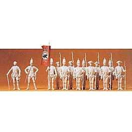 Prussian Army Figures Circa 1756, Unpainted -- Officers & Troops