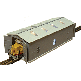 Run-Through Locomotive Maintenance Shed w/Lights & Welding Effects -- Kit - 5-1/8 x 2-1/8 x 1-3/4"13 x 5.4 x 4.5cm, 12V AC or DC
