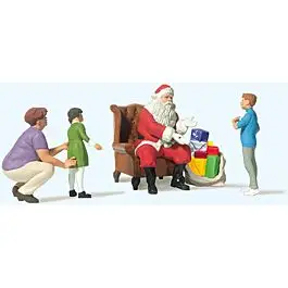 Santa in Chair, Mother and 2 Children