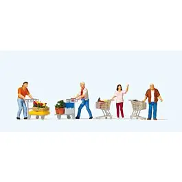 Shoppers with Shopping Carts pkg(4)