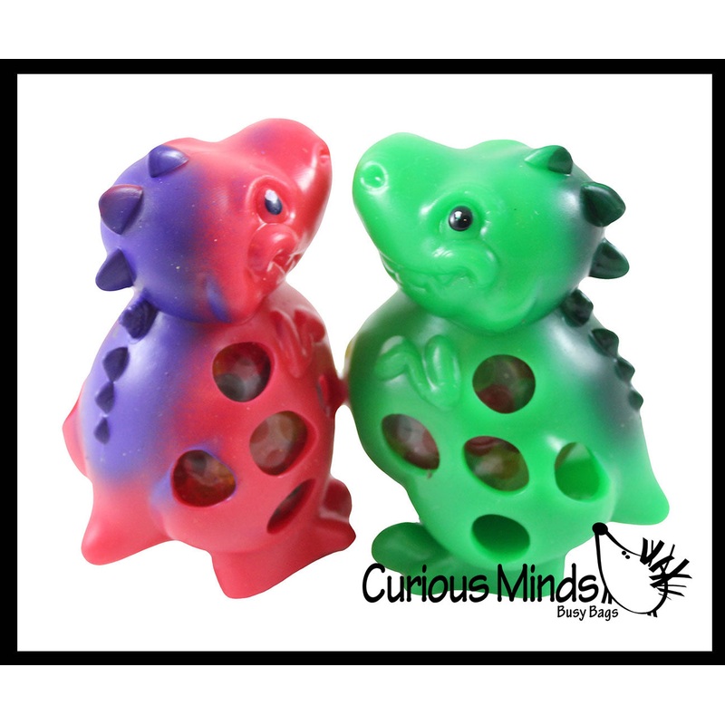 Soft Mesh Dinosaur with Water Beads Squeeze Stress Ball - Sensory, Stress, Fidget Toy
