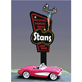 Stan's Drive-In Double-Sided Animated Neon Sign -- 2-1/8 x 5-1/8"5.4 x 13cm