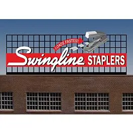 Swingline Staplers Animated Neon Billboard -- Large for HO & O Scales - 6-7/8 x 2-11/16"17.5 x 6.9cm