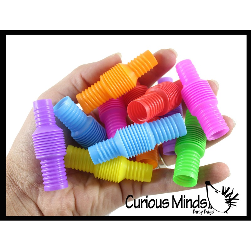 Tiny Pull and Pop Snap Expanding Flexible Accordion Tube Toy - Free Play - Open Ended Fidget Toy
