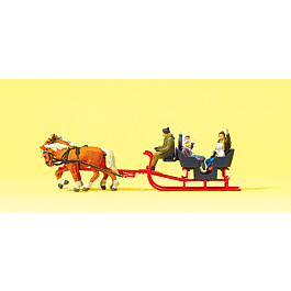 Tourists in the Sleigh -- Sleigh with Driver, Passengers & 2 Horses