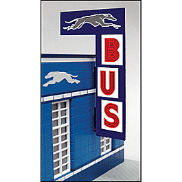 Vertical Bus Station Animated Neon Billboard -- 5-1/4 x 3-3/8"13.3 x 8.6cm