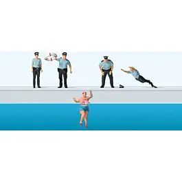 Water Rescue -- 4 Policemen and Woman