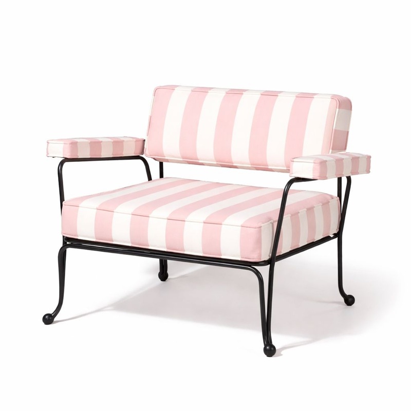 The Waterhouse Accent Chair in Crew Pink Stripe | Vintage Black Frame