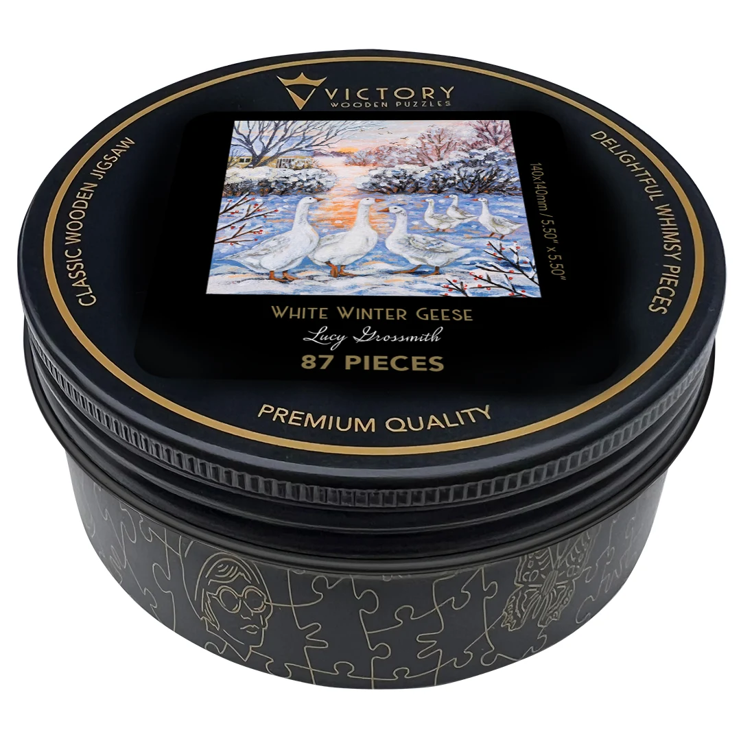White Winter Geese MINI QT - 87pc Jigsaw Puzzle by Victory Wooden Puzzles, LTD