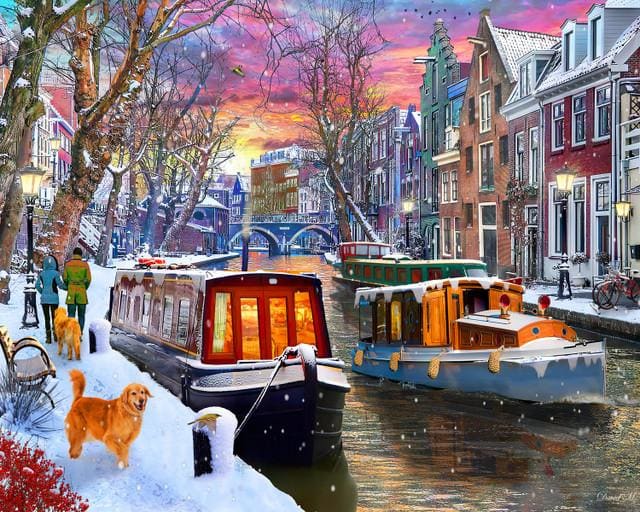 Winter Canal - 1000pc Jigsaw Puzzle by Vermont Christmas Company