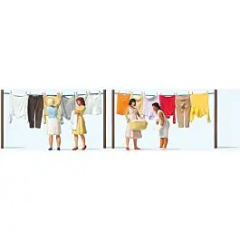 Women Hanging Laundry -- 4 Women and 2 Clothes Lines