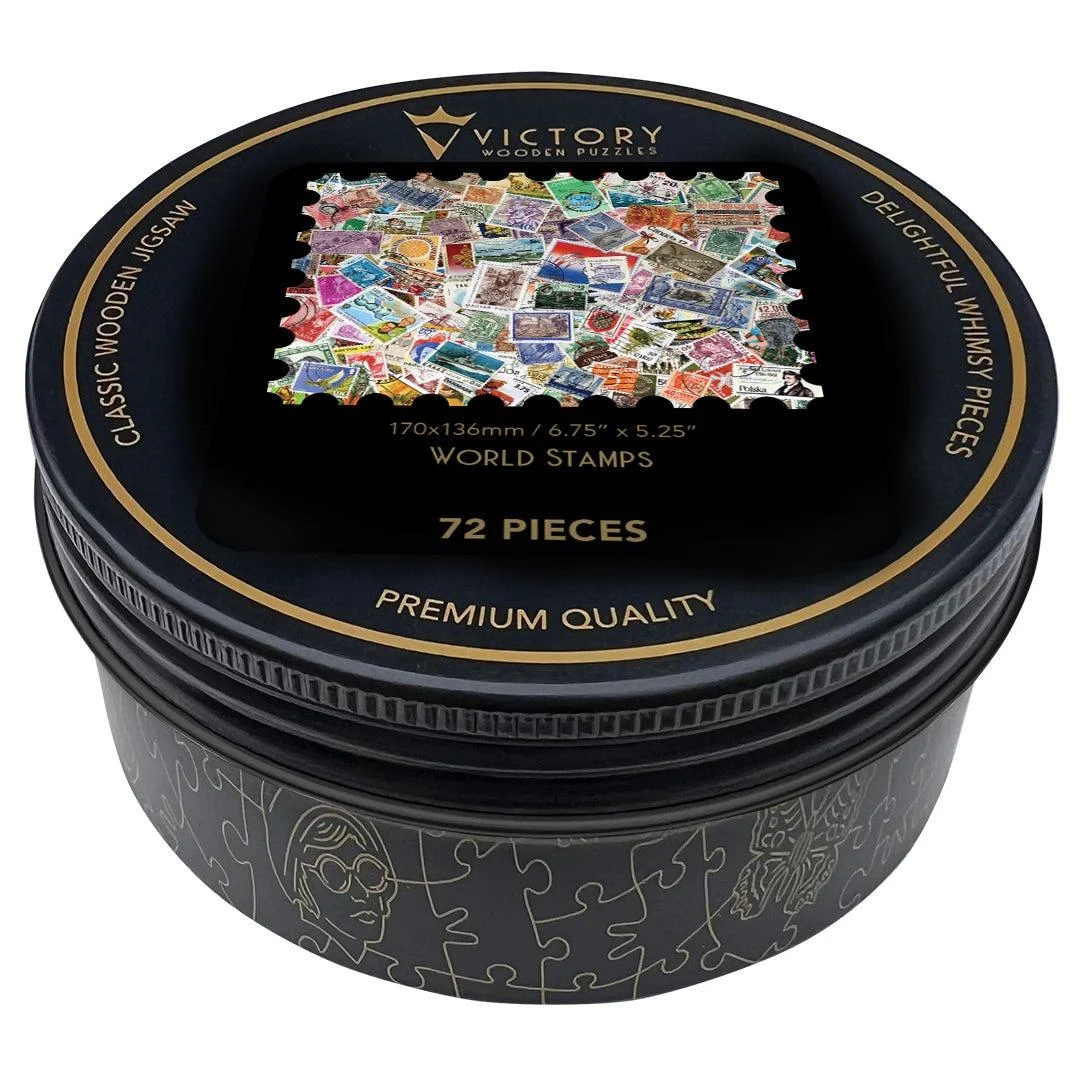 World Stamps MINI QT - 72pc Jigsaw Puzzle by Victory Wooden Puzzles, LTD