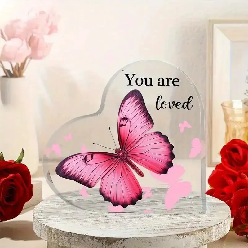 You Are Loved Butterfly Acrylic Plaque Pink by Gift Solutions