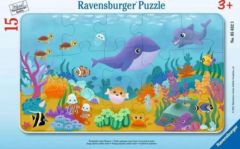 Young Animals Under Water  - 15pc Jigsaw Puzzle by Ravensburger