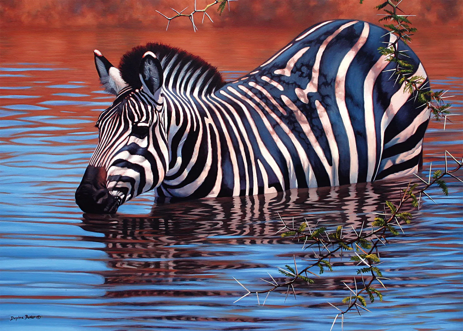 Zebra Drinking Mini Puzzle - 1000pc Jigsaw Puzzle by Tomax Puzzles